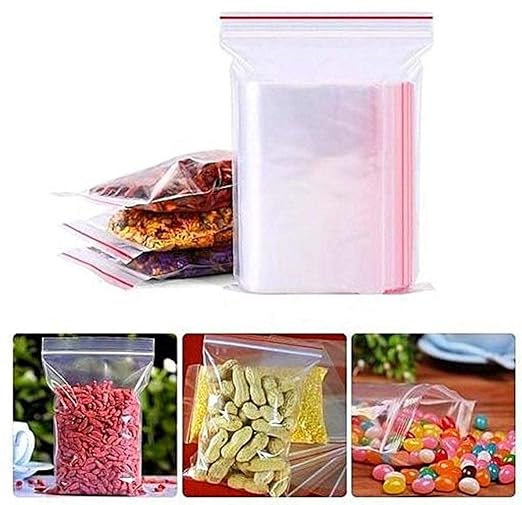 DURABLE 100 Pcs Ziplock Bags Resealable Cello Bags, Self Sealing Thick OPP, Poly Zip Lock Plastic Bags,Cellophane Bags for Cookies,Travel, Storage, Packaging