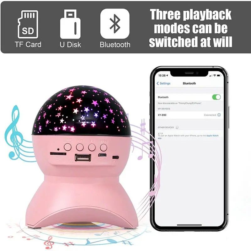 ROMANTIC Star Projector sky Colorful Light, High Sound Bluetooth Speaker with colourful Sky light, Wireless Sound Box with radio, Room decor, Bedroom decoration