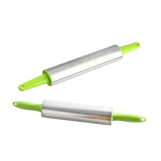 PREMIUM Stainless Steel Rolling Pin Non Stick Pastry Roller with Handles Baking  Biscuit Fondant Cake Dough Engraved Roller Stainless Steel Rolling Pin Dough Roller Non-Stick Durable Rolling Pin