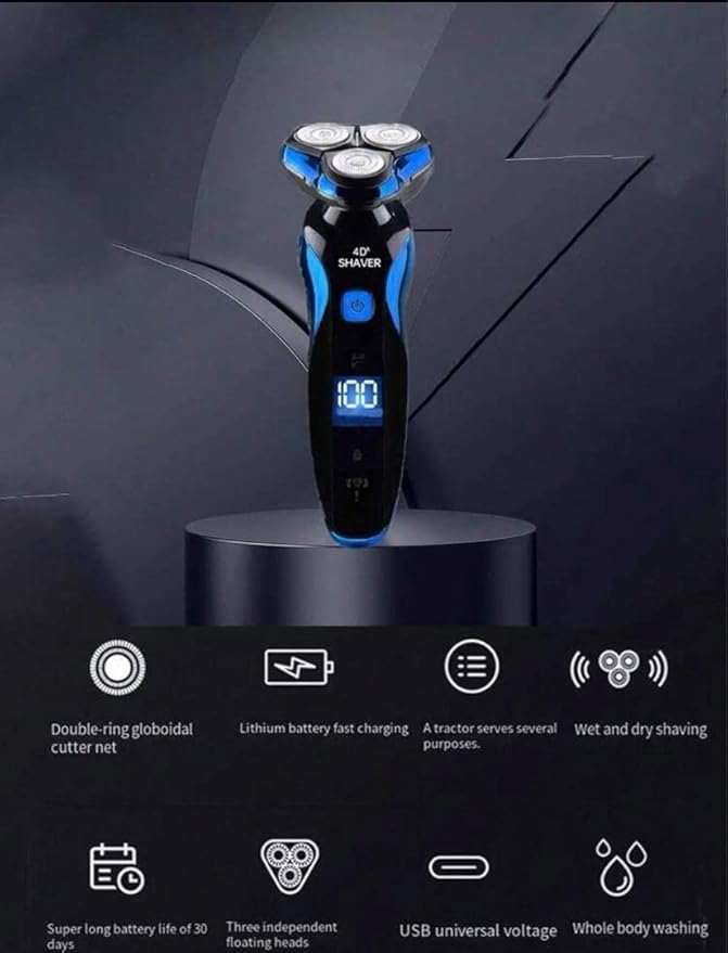 HIGH QUALITY 4D Touch Smoother Shaving Machine Triple Headed Flex Shaver with Titanium Blades and Cordless Operation