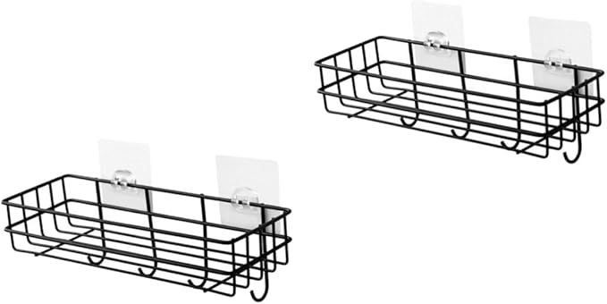 PREMIUM Bathroom organizer with hooks Bathroom Shelf Shower Shelf Adhesive Shower Caddy For Shampoo Holder Kitchen Rack Wall Holder Box Storage Basket With Hook Magic Sticker Shower Rack Shelf