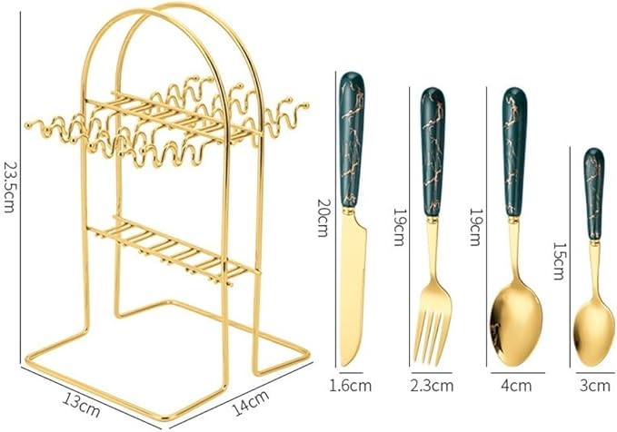 PREMIUM 24 Pcs Cutlery Set Ceramic Handle Stainless Steel Knife, Fork, Spoon Cutlery Set 24 Piece Cutlery
