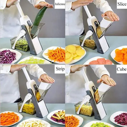 LUXURY Mandoline Slicer Safest Mandoline Vegetable Slicer, Potato Chip Cutter, Multifunctional Veg Chopper with Cutting Modes to Slice, Dice, Chop, Julienne