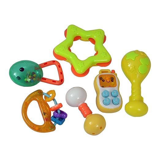 PREMIUM Baby Rattles and Shakers With Rattles Teether Toddler Shakers Set Baby Rattles And Teethers Different Colors and Shapes