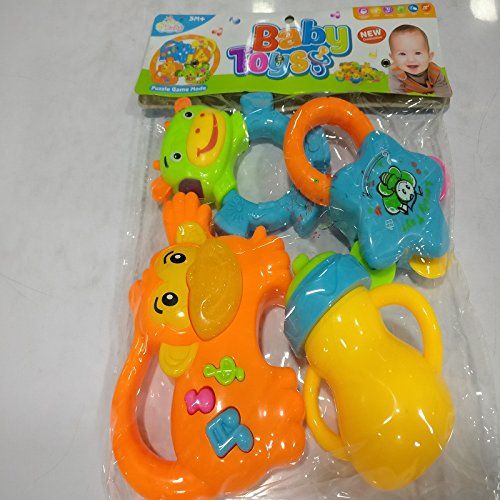 PREMIUM Baby Rattles and Shakers With Rattles Teether Toddler Shakers Set Baby Rattles And Teethers Different Colors and Shapes