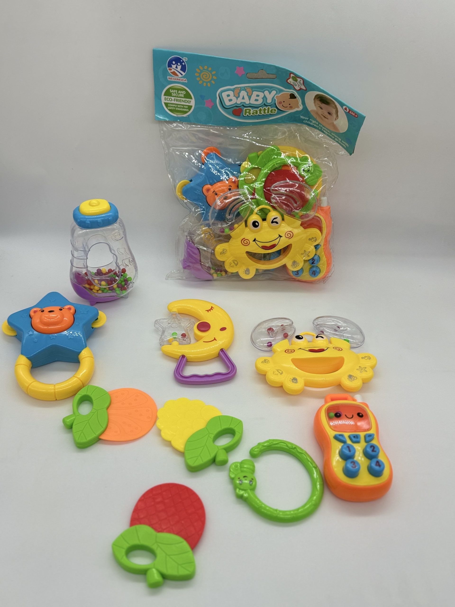 PREMIUM Baby Rattles and Shakers With Rattles Teether Toddler Shakers Set Baby Rattles And Teethers Different Colors and Shapes