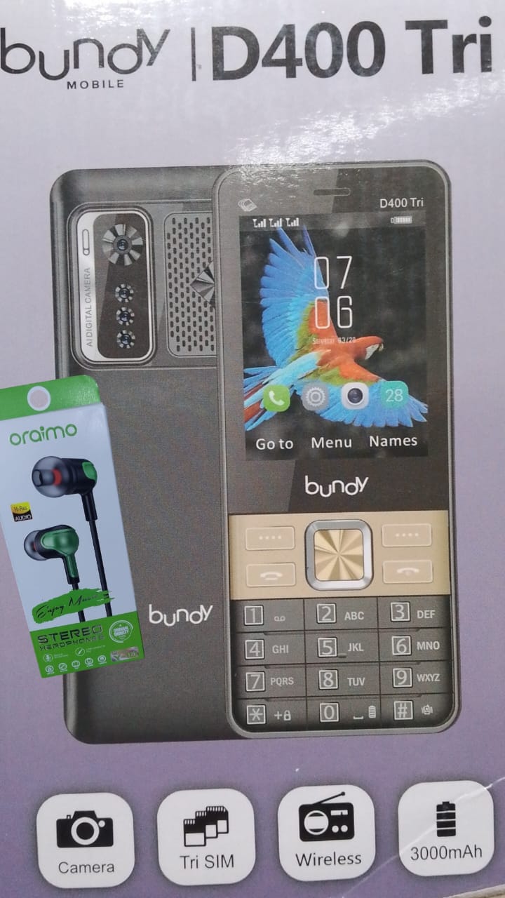 PREMIUM Bundy Mobile D400 Large 2.8 Inch SCreen Long Lasting 3000 mAh Battery, Camera, Bluetooth, and FREE Oraimo Earphones