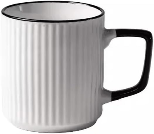 CLASSY 6Pcs Porcelain Cups - 14 Ounce for Coffee Drinks, Latte, Cafe and Tea Plastered Cool Porcelain Solid Color Design, Microwave Oven Ceramic Mug With Handle
