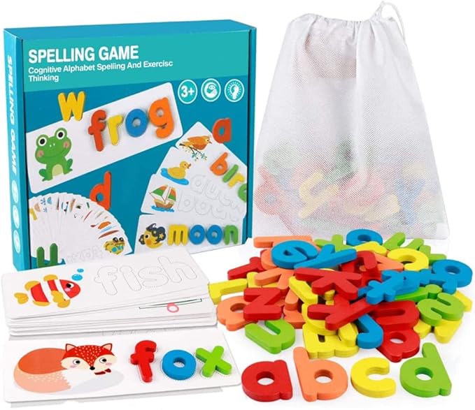 PREMIUM Spelling Game for Kids, ABC Learning Toys for Toddlers Kids Boys Girls Age 3-8 Preschool Toys Educational Toys Halloween Toys Gifts Birthday Gifts for 3-7 Year Olds