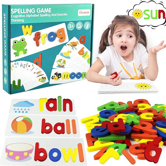 PREMIUM Spelling Game for Kids, ABC Learning Toys for Toddlers Kids Boys Girls Age 3-8 Preschool Toys Educational Toys Halloween Toys Gifts Birthday Gifts for 3-7 Year Olds