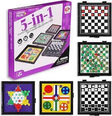 5 in 1 Chess Game Board Set Board Game Portable Travel Board Game Mini Magnetic Chess Game Chess board Flying Chess Checker Snake Chess Draughts Ladders Checker