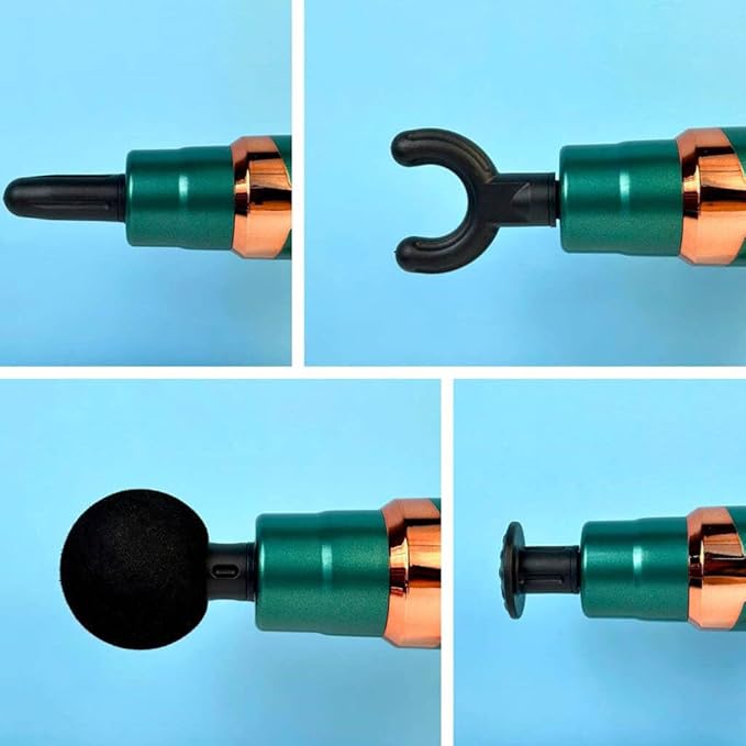 PREMIUM 4 Heads Physiotherapy Rechargeable Massage Gun Deep Tissue Percussion Muscle Massager with 6 Adjustable Speeds, 4 Types of Massage Heads for Athletes Pain Relief