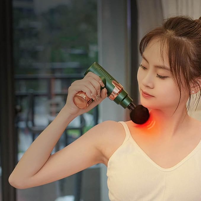PREMIUM 4 Heads Physiotherapy Rechargeable Massage Gun Deep Tissue Percussion Muscle Massager with 6 Adjustable Speeds, 4 Types of Massage Heads for Athletes Pain Relief