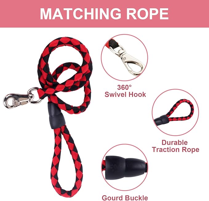 CLASSY Dog Collar Harness Leash Set, 3 Pieces No Pull Dog Harness with Leash and Collar Set Adjustable Dog Harness for Small Medium Dogs Outdoor Walking