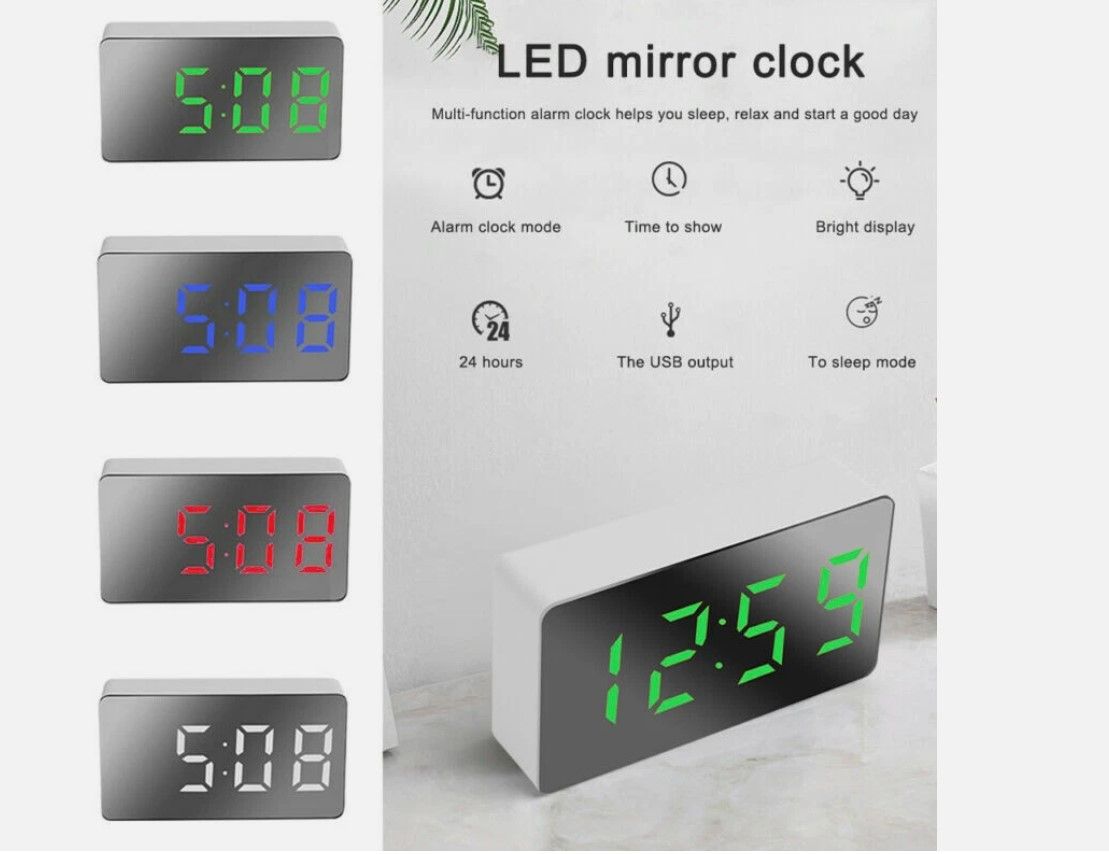 Digital Alarm Clock ,  LED Bedside Clock with Bright Display, Adjustable Time and Alarm Settings, Nightlight Function, Easy-to-Read Screen, Modern Design for Bedroom, Office, Kids, and Home Use