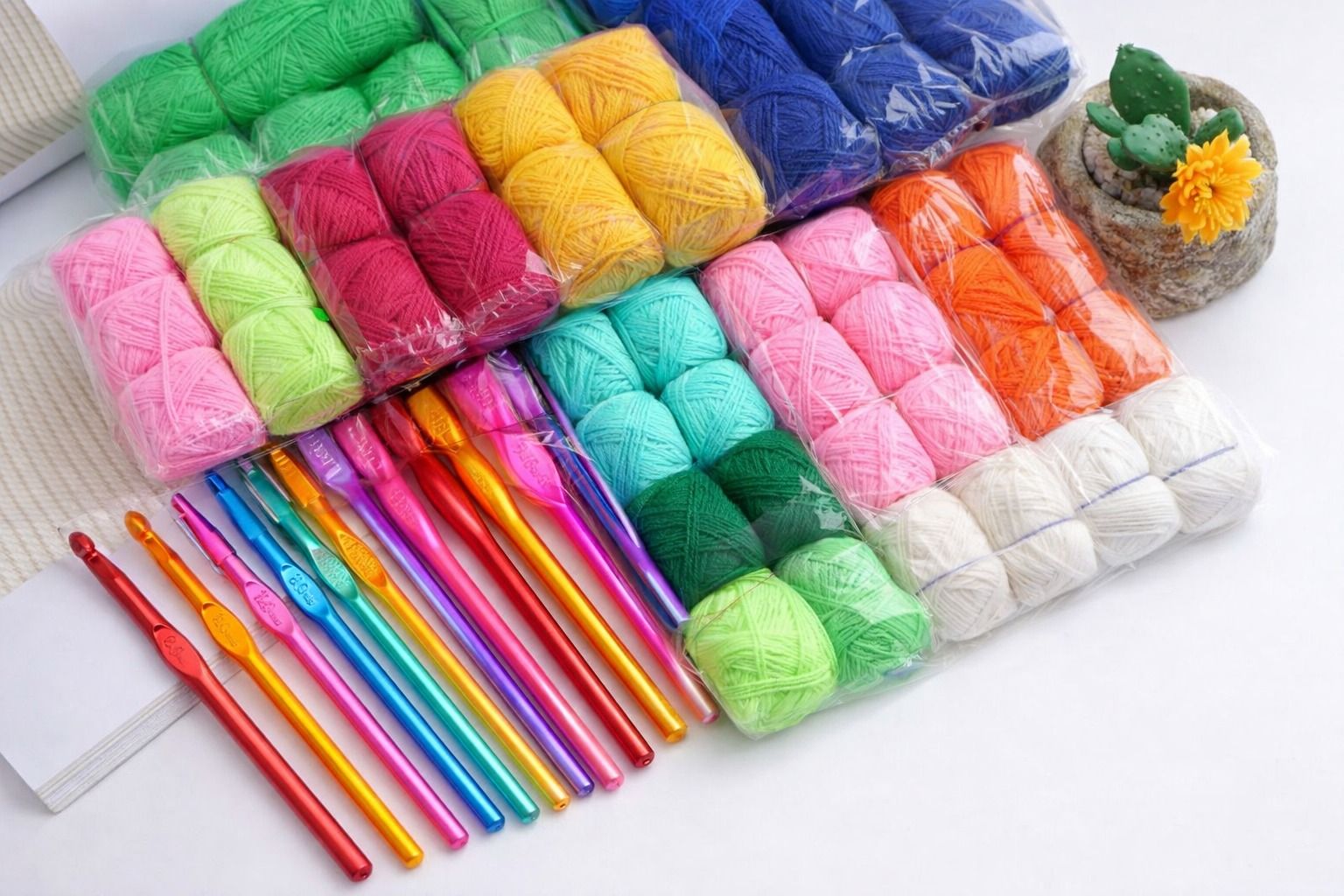 2PC Sewing Thread Set with 1 Free Crochet Hook – Multi-Color Threads Green Red Pink Orange White Yellow, Strong Durable Sewing Threads for Tailoring Craft DIY Projects, Easy Use, On Offer 🧵✨
