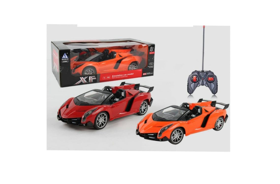 XF Emulation RC Racing Car 1:16 Scale – Remote-Controlled Kids Toy with Rechargeable Battery, Glowing Lights, Opening Doors, 27MHz Frequency, Durable Racing Model, Interactive Fun, On Offer 🚗✨