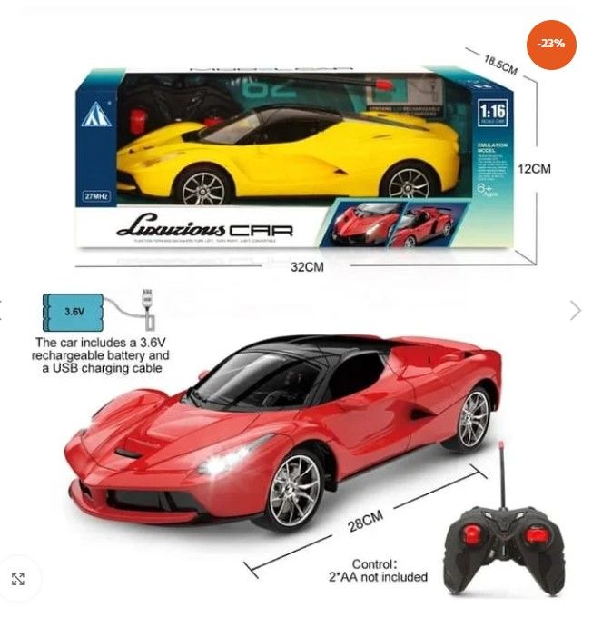 XF Emulation RC Racing Car 1:16 Scale – Remote-Controlled Kids Toy with Rechargeable Battery, Glowing Lights, Opening Doors, 27MHz Frequency, Durable Racing Model, Interactive Fun, On Offer 🚗✨
