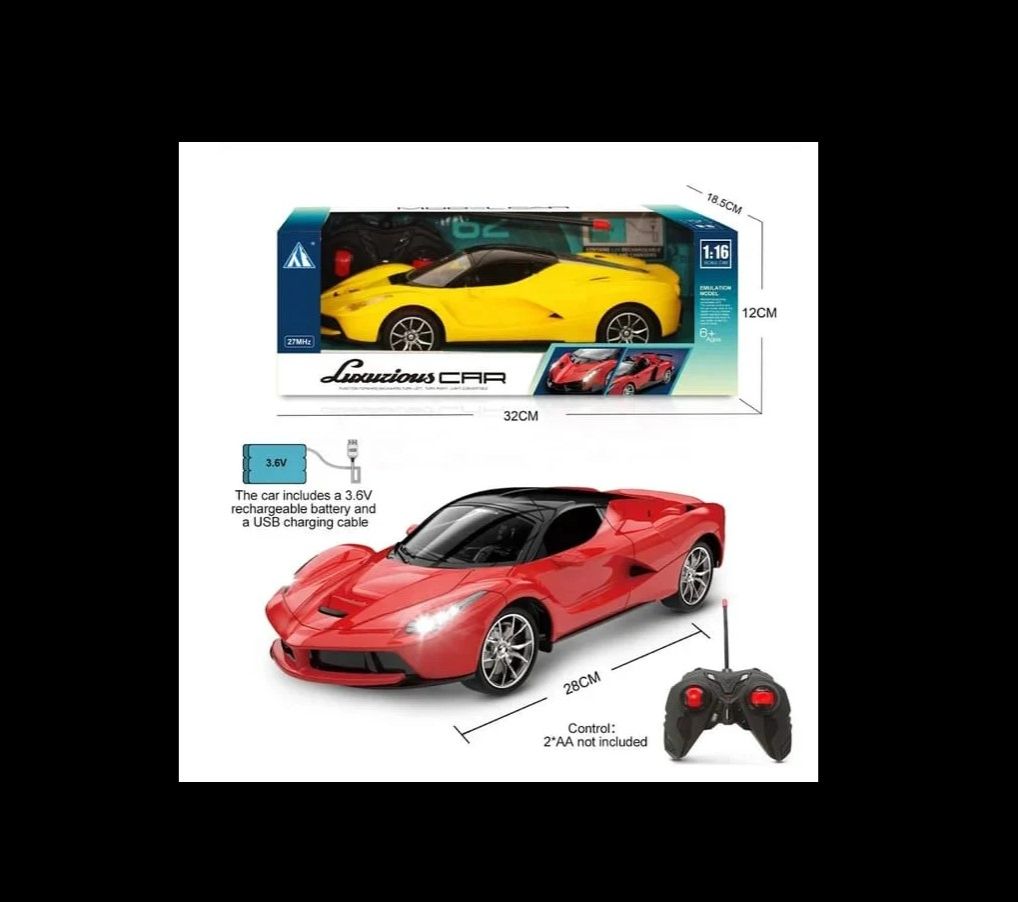 XF Emulation RC Racing Car 1:16 Scale – Remote-Controlled Kids Toy with Rechargeable Battery, Glowing Lights, Opening Doors, 27MHz Frequency, Durable Racing Model, Interactive Fun, On Offer 🚗✨