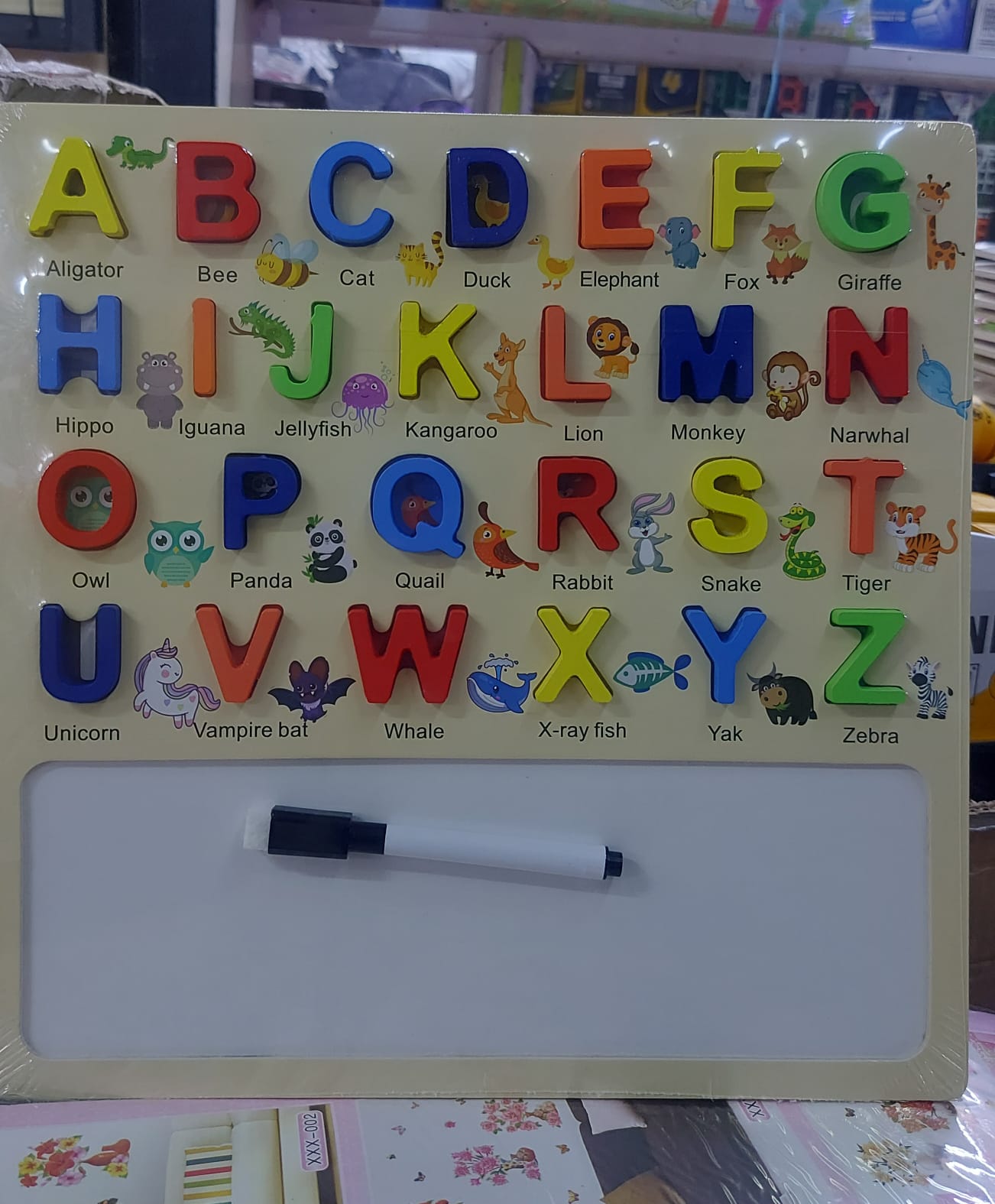 Wooden Capital letters Alphabet Puzzle Board with Whiteboard for Kids – ABC Letter Matching Educational Toy, Early Learning Writing & Spelling Practice Board for Toddlers