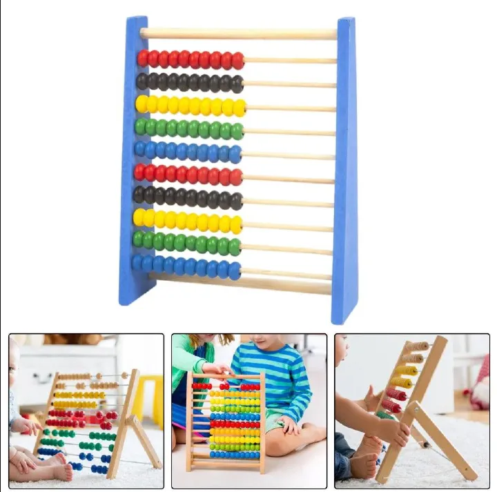 SmartStart Wooden Abacus – 10-Row Educational Counting Toy with 100 Colorful Beads for Kids, Early Math Learning, Addition & Subtraction Practice