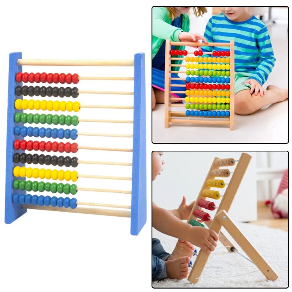 SmartStart Wooden Abacus – 10-Row Educational Counting Toy with 100 Colorful Beads for Kids, Early Math Learning, Addition & Subtraction Practice