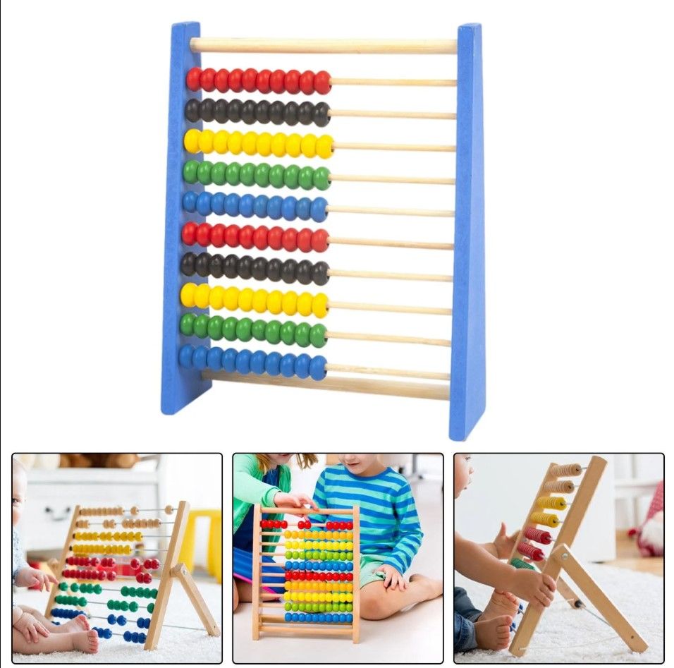 SmartStart Wooden Abacus – 10-Row Educational Counting Toy with 100 Colorful Beads for Kids, Early Math Learning, Addition & Subtraction Practice