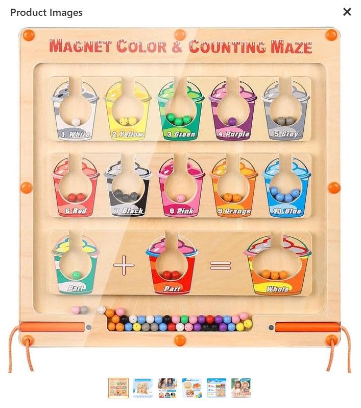Magnetic Color & Counting Maze – Educational Wooden Toy for Kids, Interactive Math & STEM Learning, Fine Motor Skills, Color Recognition & Counting Game