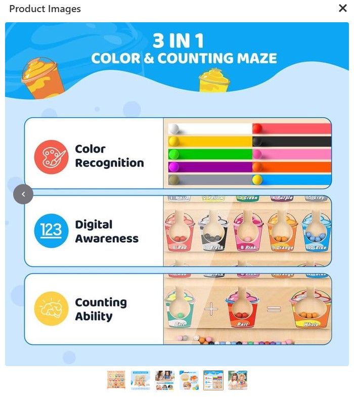 Magnetic Color & Counting Maze – Educational Wooden Toy for Kids, Interactive Math & STEM Learning, Fine Motor Skills, Color Recognition & Counting Game