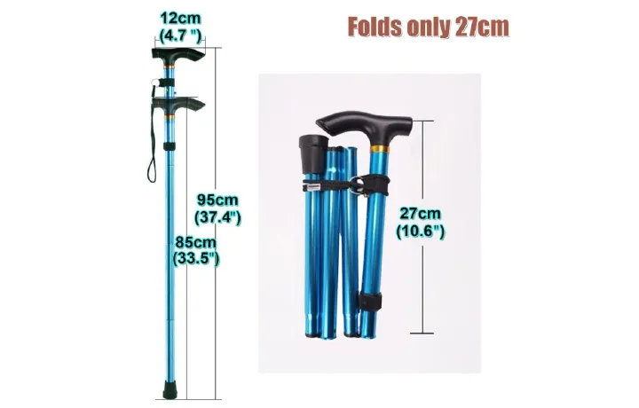 Foldable Walking Stick Cane – Adjustable Aluminum Mobility Cane with Comfortable Grip & Rubber Tip, Lightweight Portable 4-Section Design for Seniors & Adults