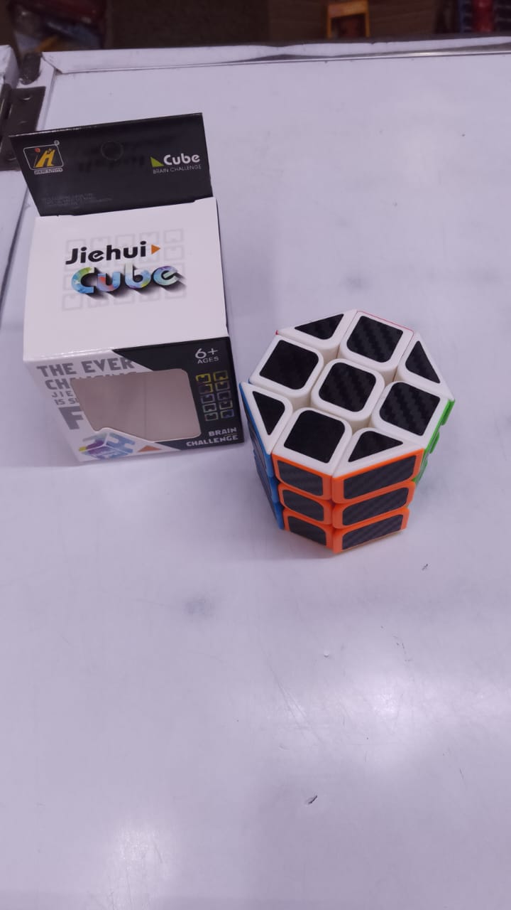 Jiehui Cube Octagonal/Cylindrical Twist Puzzle – Stickerless Brain Teaser for Kids, Logical Thinking & Problem-Solving, High-Quality Plastic with Carbon Fiber Texture
