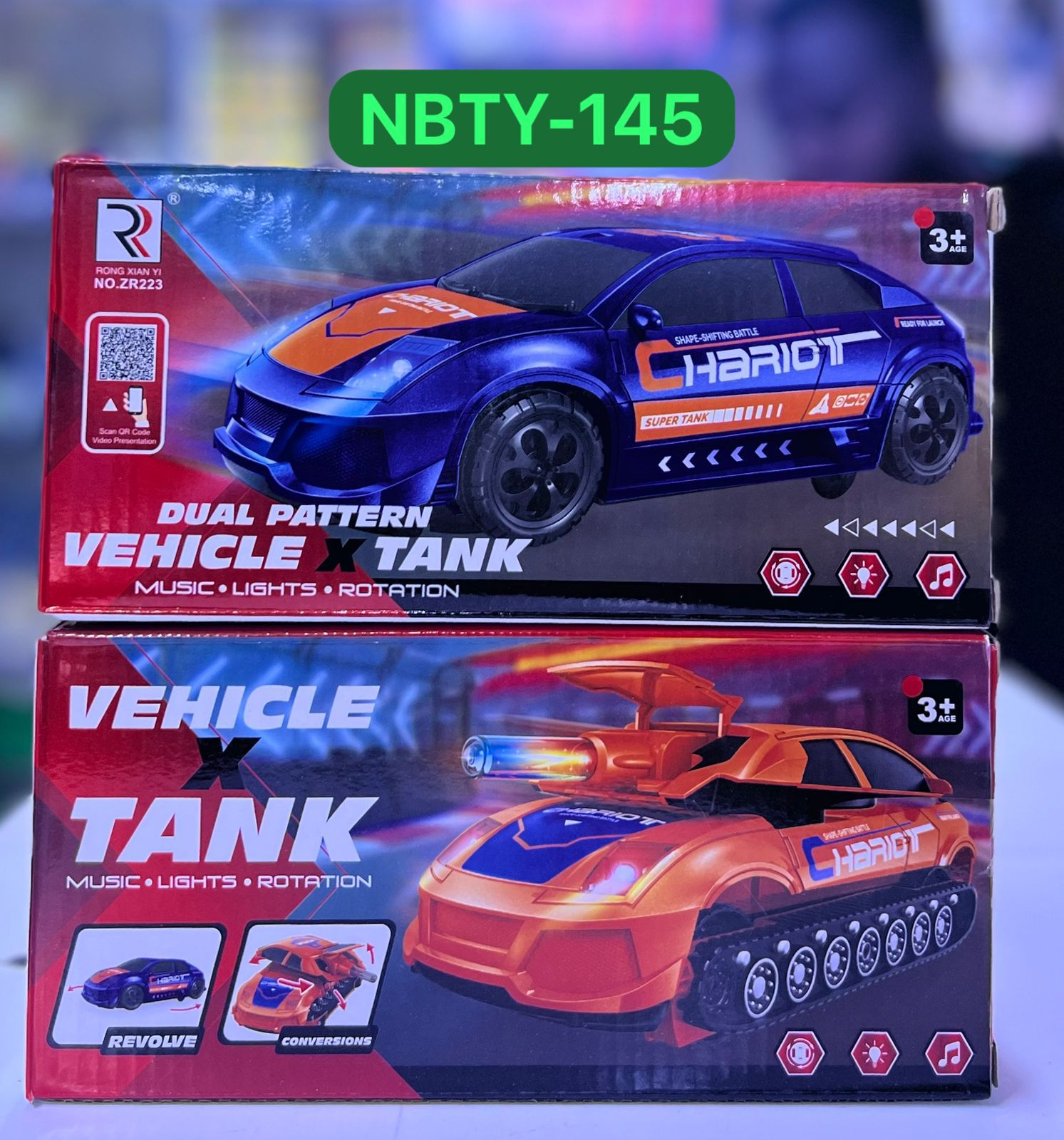 2-in-1 Transforming Car & Tank Toy with Lights, Sound & Rotation – Dual Mode Battle Vehicle for Kids Ages 3+