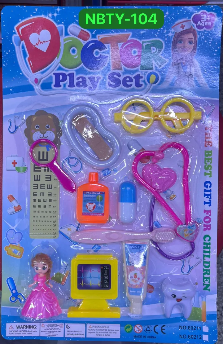 Doctor Play Set NBTY-104 Kids Pretend Medical Kit Stethoscope Thermometer Eye Chart Glasses Role Play Toy for Children Ages 3+ Imaginative Fun Educational Safe Play Set