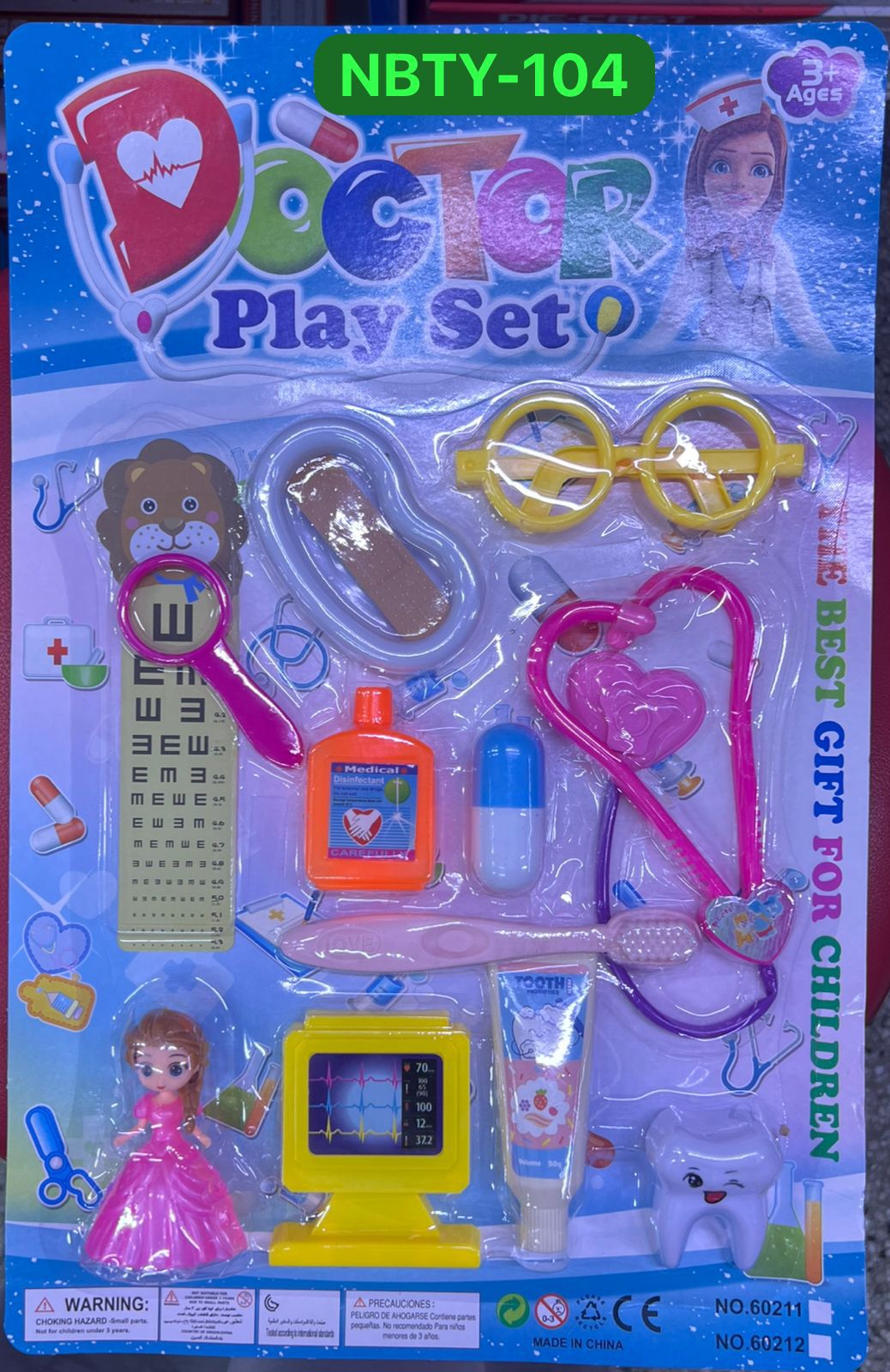 Doctor Play Set NBTY-104 Kids Pretend Medical Kit Stethoscope Thermometer Eye Chart Glasses Role Play Toy for Children Ages 3+ Imaginative Fun Educational Safe Play Set