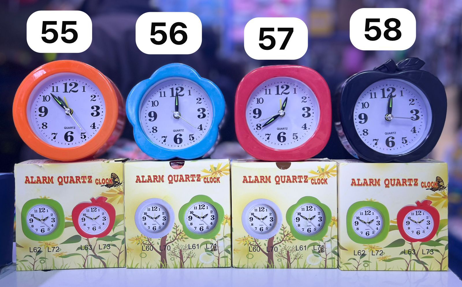 Analog Quartz Alarm Clocks: Colorful Playful Shape Desk Clocks Round Flower Square Apple Designs Silent Hands Backlight for Students Home Decor Ages 3+ Time Learning Fun Gift.