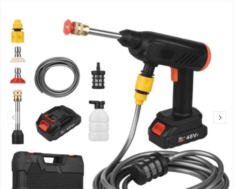 Wireless Car Wash Spray Gun Machine: Cordless High-Pressure Cleaner Lithium Batteries Multiple Modes Hose Nozzles Case Portable Car Bike Patio Garden Wash Gift.