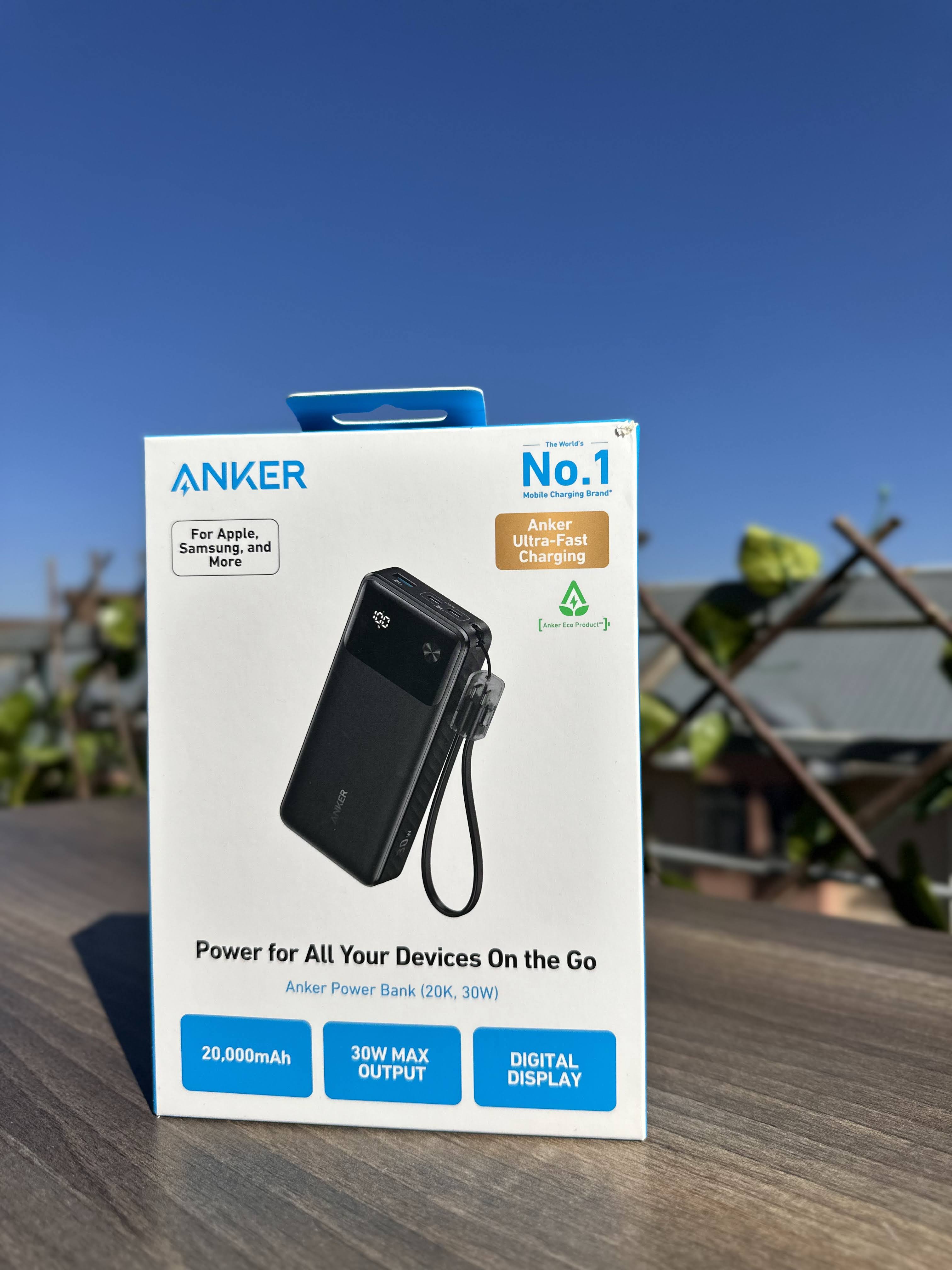 Anker 30W 20,000mAh Power Bank | Fast Charging | Digital Display | PD & QC Support | Dual USB-C & USB-A | Compact & Travel-Friendly