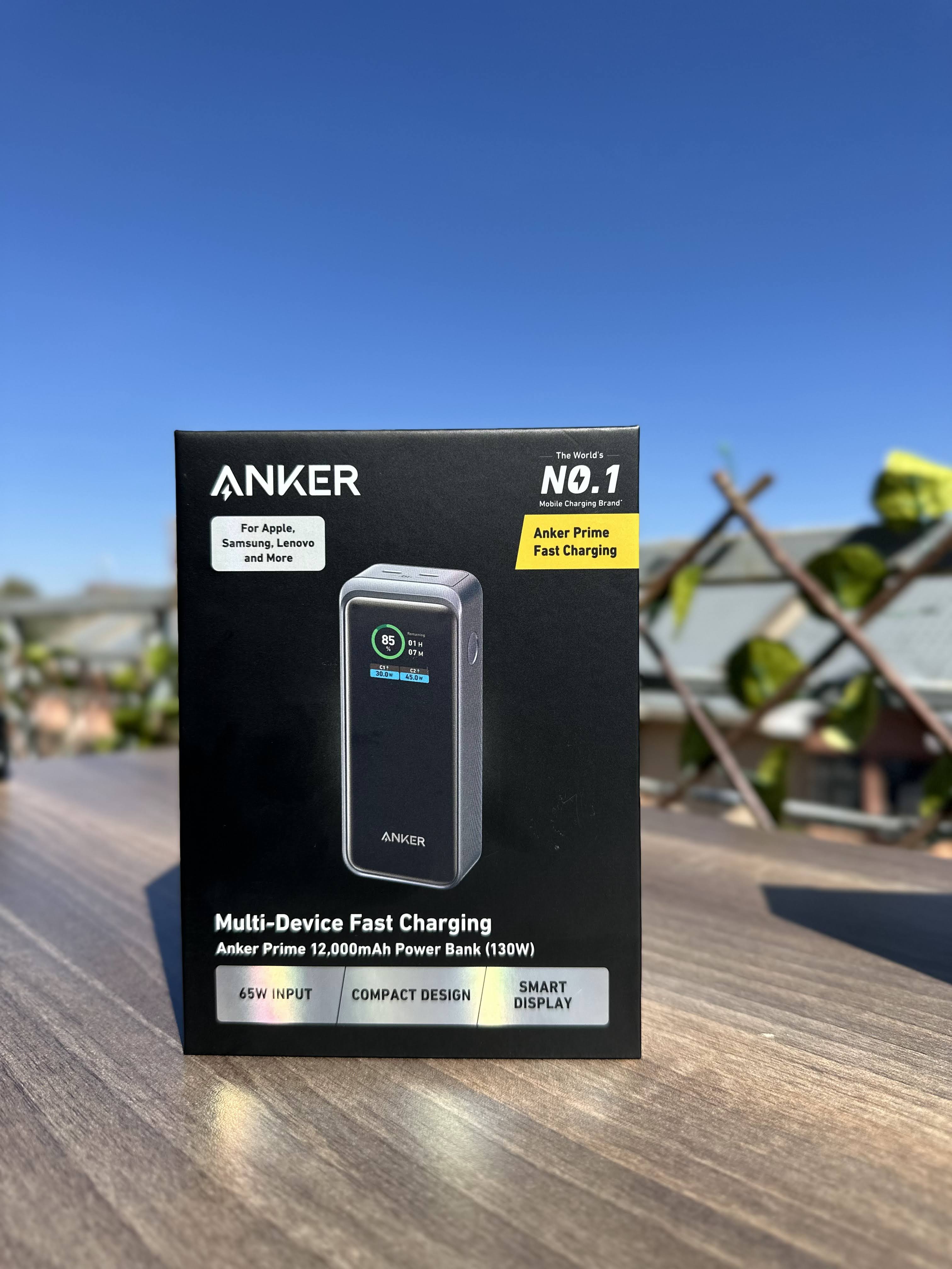 Anker Prime 12,000mAh Power Bank (130W) | Ultra-Fast Charging | Dual USB-C & USB-A | Smart Digital Display | Compact & Travel-Friendly