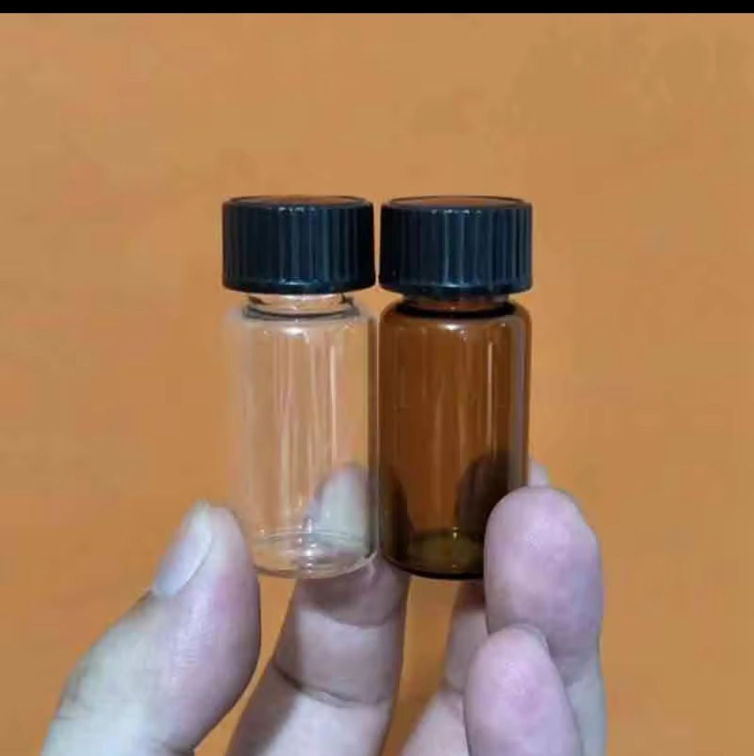 Set of 5 Ginger shots Glass Bottles set of 5 made of Glass with Black Plastic Lid and Reusable Capacity: 60ml