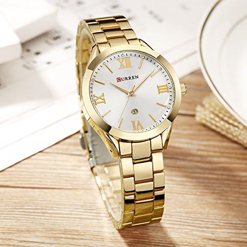 Curren 9007 Quartz Movement Round Dial Stainless Steel Strap for women