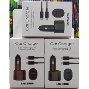 Samsung Super Fast Dual Car Charger Adapter 45W + 15W Two Port Pd With USB Type C To Type Cable
