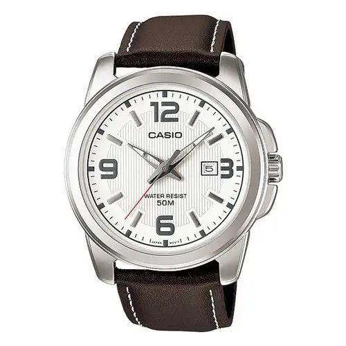 Men's Leather Watch MTP 1314L White Dial