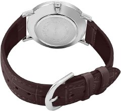 Casio MTP-VT01L-2B Men's Minimalistic Blue Dial Brown Leather Band Analog Watch