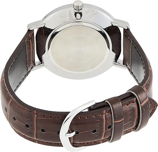 Casio MTP-VT01L-2B Men's Minimalistic Blue Dial Brown Leather Band Analog Watch