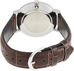 Casio MTP-VT01L-2B Men's Minimalistic Blue Dial Brown Leather Band Analog Watch