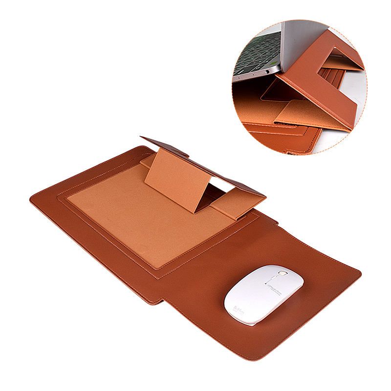 Premium Multi-Functional PU Leather Laptop Sleeve, Waterproof, Foldable Stand, and Mouse Pad for 13-15 Inch Laptops