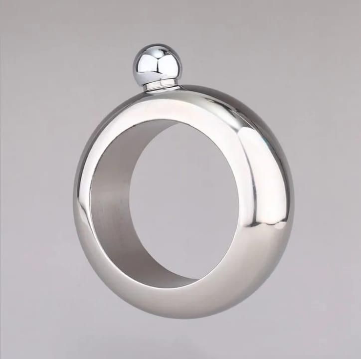 200ML Bracelet Hip Flask - Creative Portable Ring Wine Pot - Discreet Silver