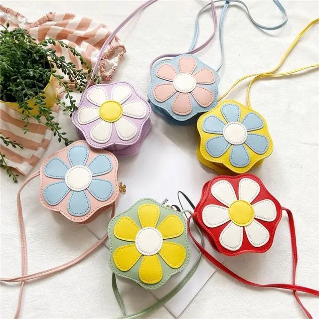 Popular Kids Colorful Flower Coin Purse Toddler PU Mini Sling Bags Cute Crossbody Bags Handbags For Baby Girl