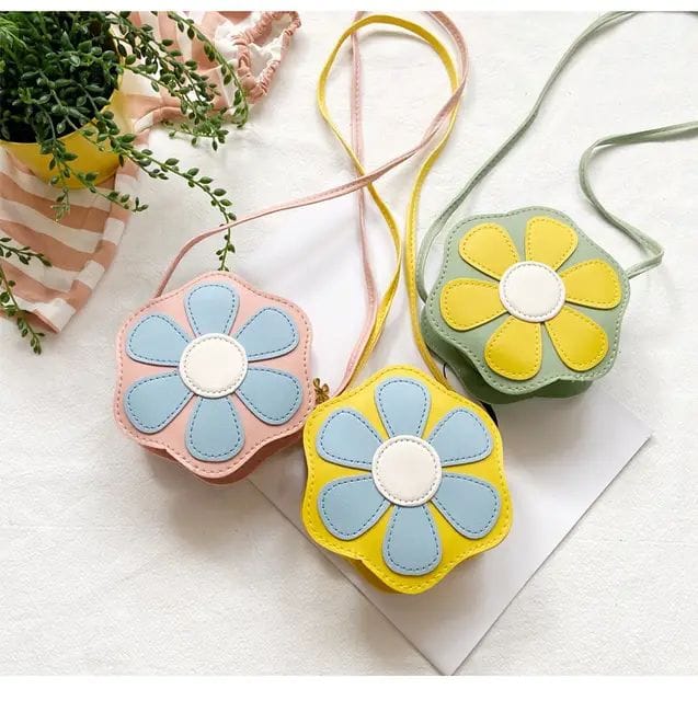 Popular Kids Colorful Flower Coin Purse Toddler PU Mini Sling Bags Cute Crossbody Bags Handbags For Baby Girl