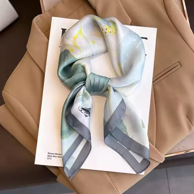 Women's Summer Silk Scarf  Square Light Luxury Vintage Floral Outdoor Multi-Functiona Luxury Muslim Women Digital Printing Nordic Simple Striped 70cm Square Neckerchief satin